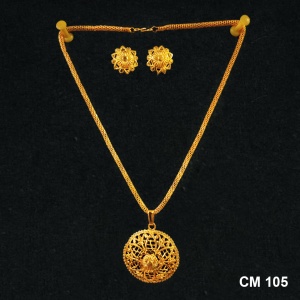 Dark Blue Short Necklace with Earrings and Bindi