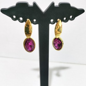 RCDE15 Trendy Diamond Drop Earring for Girls and Women - Dark Pink