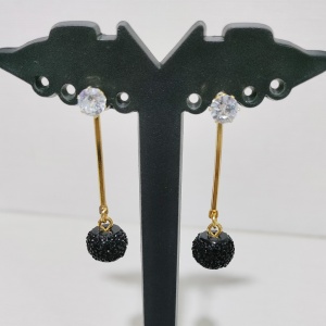 RCBS-15 Golden and Black Traditional Earrings