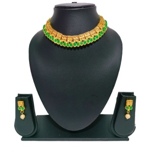 Dark Blue Short Necklace with Earrings and Bindi